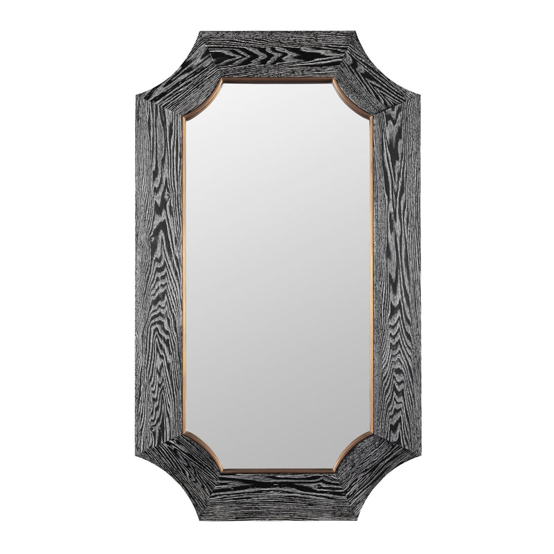 Farra 26" x 44" Rectangular Wall Mirror in Cerused Black/Weathered Brass