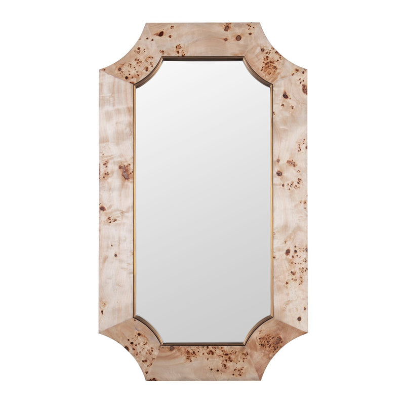 Farra 26" x 44" Rectangular Wall Mirror in Poplar Burl/Weathered Brass