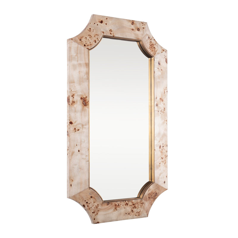 Farra 26" x 44" Rectangular Wall Mirror in Poplar Burl/Weathered Brass