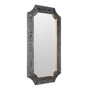 Farra 28" x 54" Rectangular Wall Mirror in Cerused Black/Weathered Brass