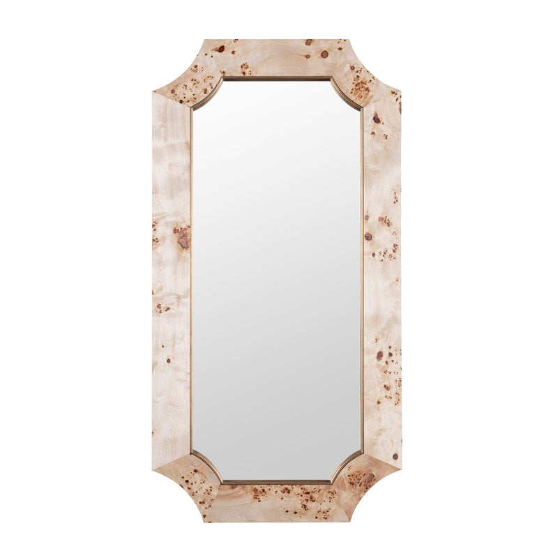 Farra 28" x 54" Rectangular Wall Mirror in Poplar Burl/Weathered Brass