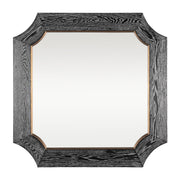 Farra 36" x 36" Square Wall Mirror in Cerused Black/Weathered Brass
