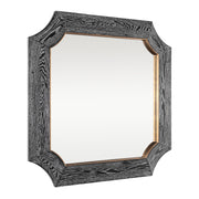 Farra 36" x 36" Square Wall Mirror in Cerused Black/Weathered Brass