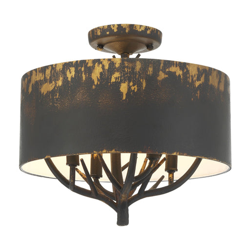 Arboreal 4-Light Semi-Flush Mount in Antique Black Iron