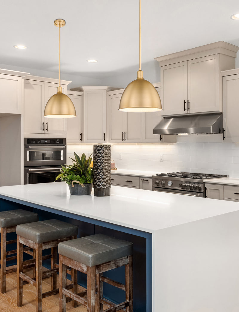 Sawyer 1 Light 12.5" Pendant in Classic Brass in a room setting