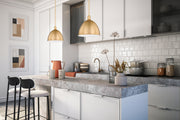 Sawyer 1 Light 12.5" Pendant in Classic Brass in a room setting