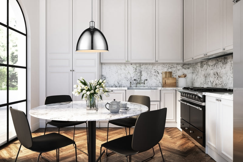 Sawyer 1 Light 12.5" Pendant in Chrome in a room setting