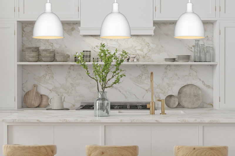 Sawyer 1 Light 8.25" Pendant in Satin White in a room setting