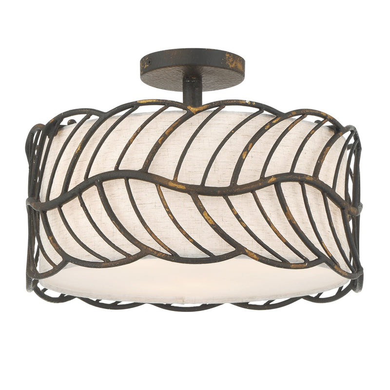 Simbolo 3-Light Semi-Flush Mount in Antique Black Iron