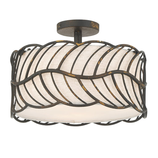 Simbolo 3-Light Semi-Flush Mount in Antique Black Iron