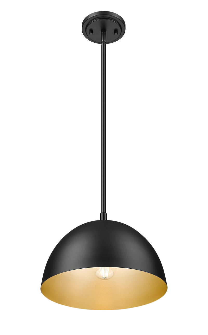 Vega 1 Light 12" Pendant in Matte Black