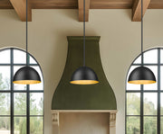 Vega 1 Light 12" Pendant in Matte Black in a room setting