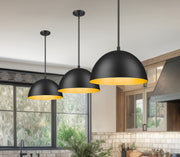 Vega 1 Light 16" Pendant in Matte Black in a room setting