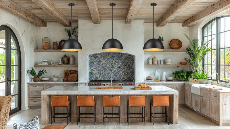 Vega 1 Light 16" Pendant in Matte Black in a room setting