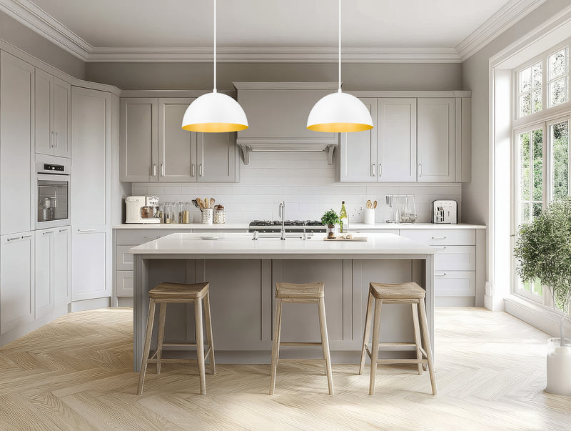Vega 1 Light 16" Pendant in Matte White in a room setting