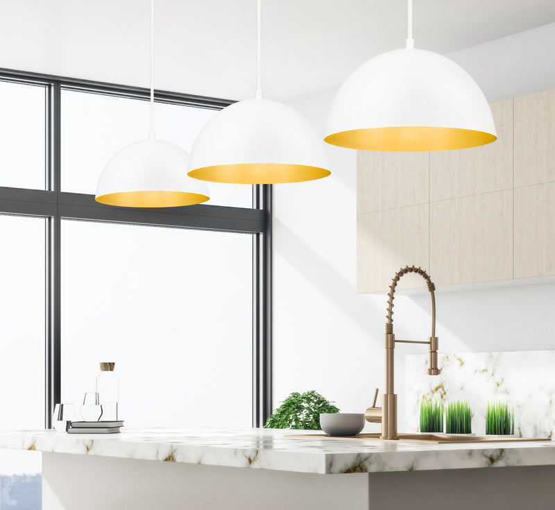 Vega 1 Light 16" Pendant in Matte White in a room setting