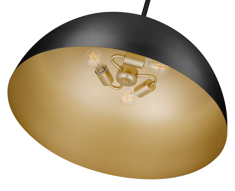 Vega 3 Light 23.75" Pendant in Matte Black