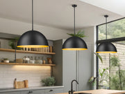 Vega 3 Light 23.75" Pendant in Matte Black in a room setting