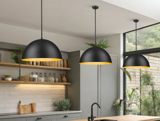 Vega 3 Light 23.75" Pendant in Matte Black in a room setting