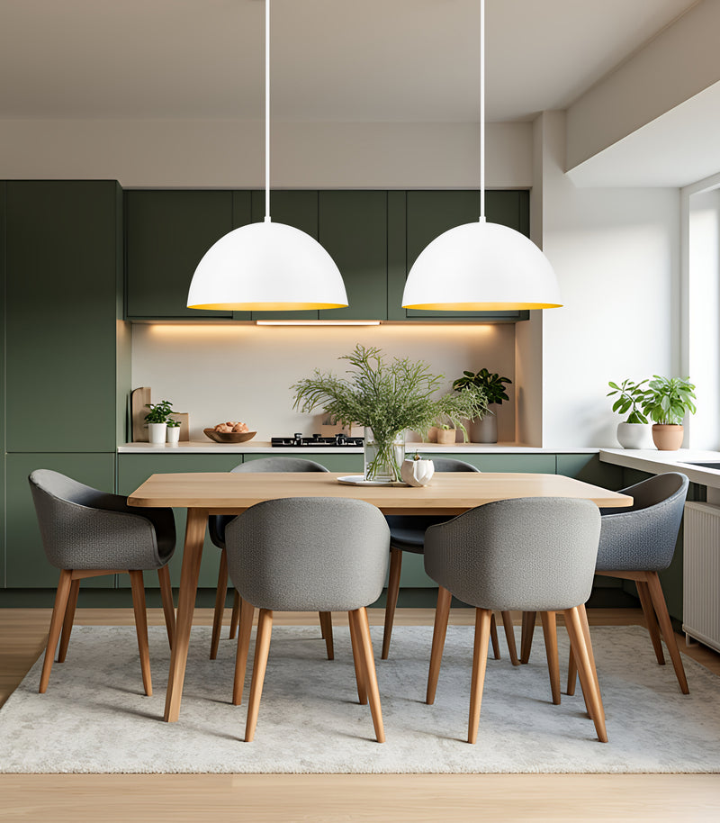 Vega 3 Light 23.75" Pendant in Matte White in a room setting