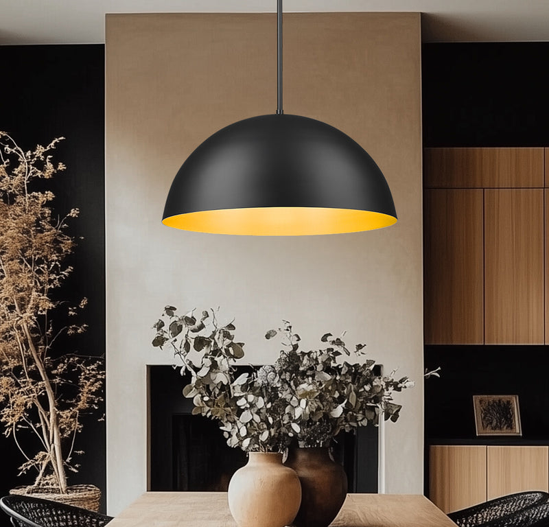 Vega 3 Light 31.5" Pendant in Matte Black in a room setting