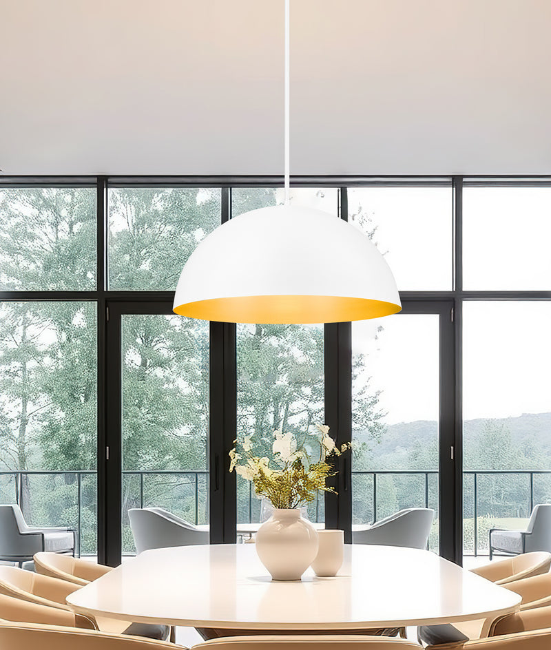 Vega 3 Light 31.5" Pendant in Matte White in a room setting