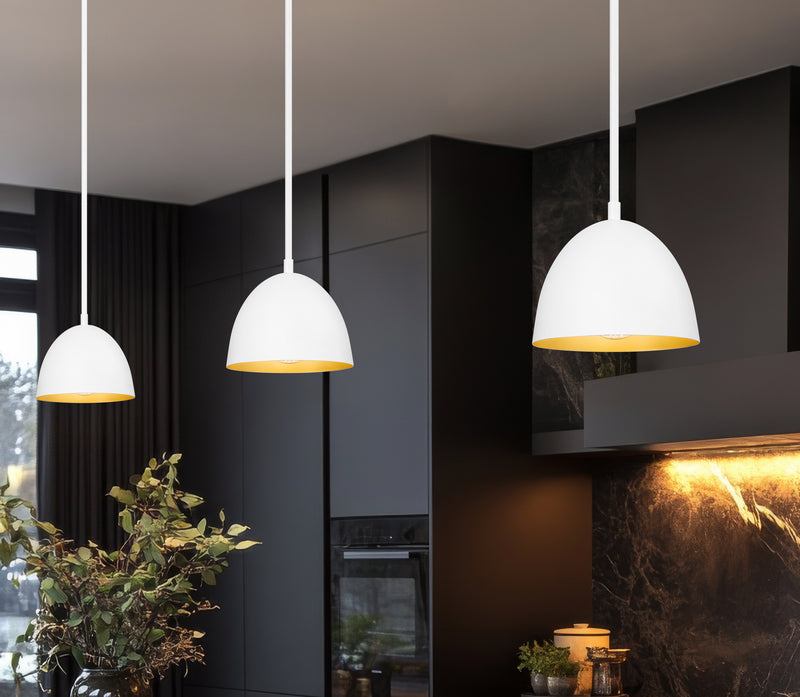 Vega 1 Light 8" Pendant in Matte White in a room setting