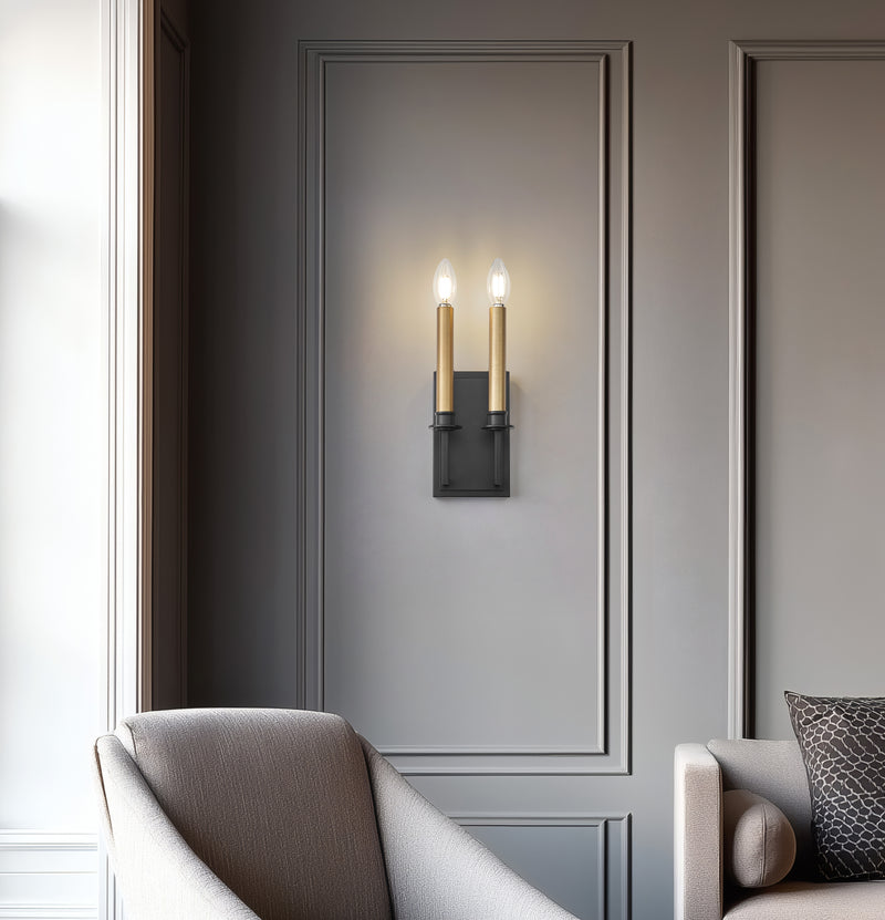 Orson 1 Light 5" Wall Sconce in Matte Black in a room setting