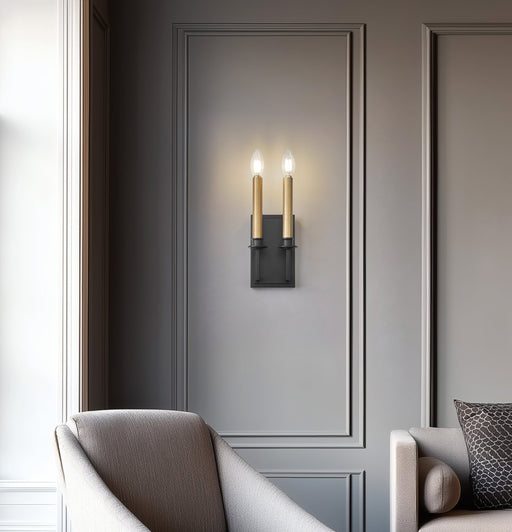 Orson 1 Light 5" Wall Sconce in Matte Black in a room setting