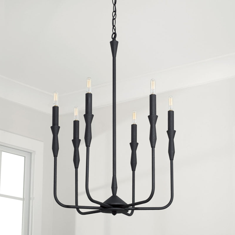 Paloma 6-Light 20" Chandelier in Textured Black