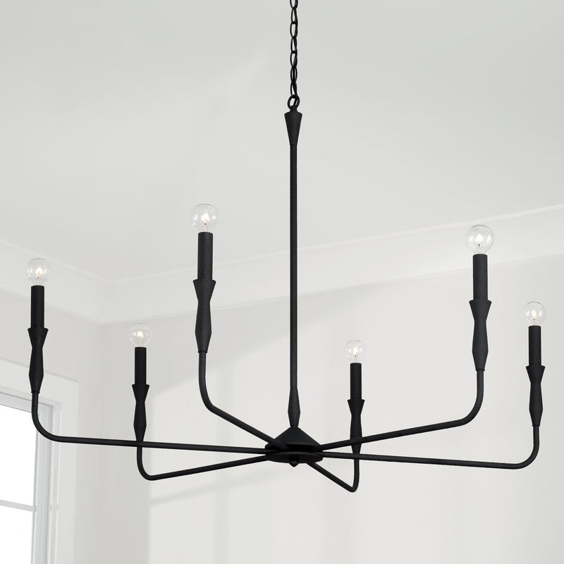 Paloma 6-Light 41" Chandelier in Textured Black