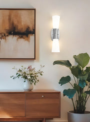 Emrys 2 Light 4.5" Wall Sconce in Brushed Nickel in a room setting