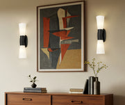 Emrys 2 Light 4.5" Wall Sconce in Matte Black in a room setting