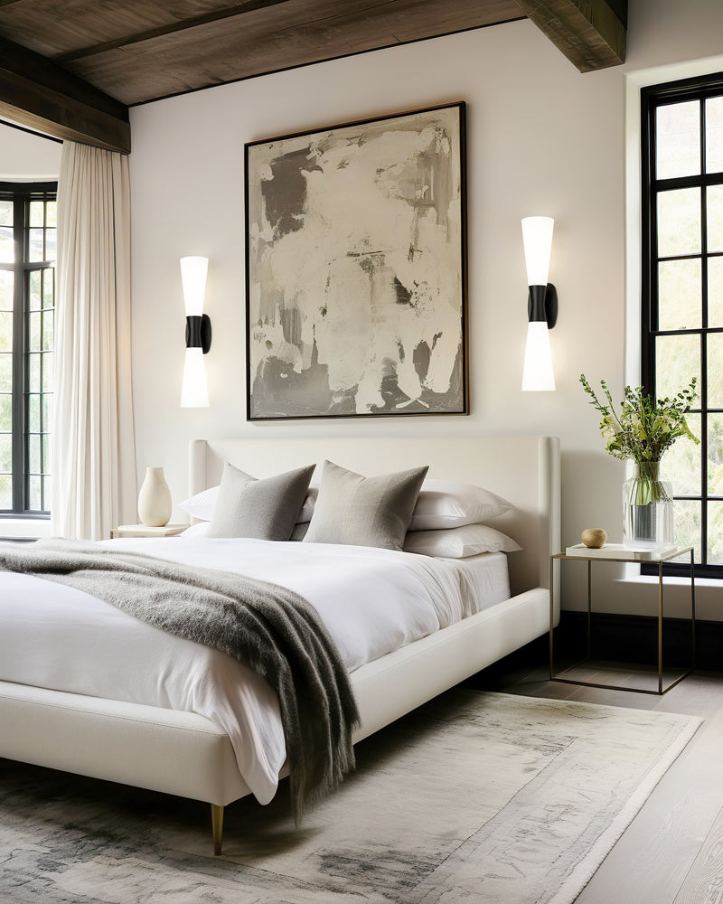Emrys 2 Light 4.75" Wall Sconce in Matte Black in a room setting