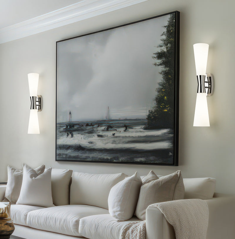 Emrys 2 Light 4.75" Wall Sconce in Polished Nickel in a room setting