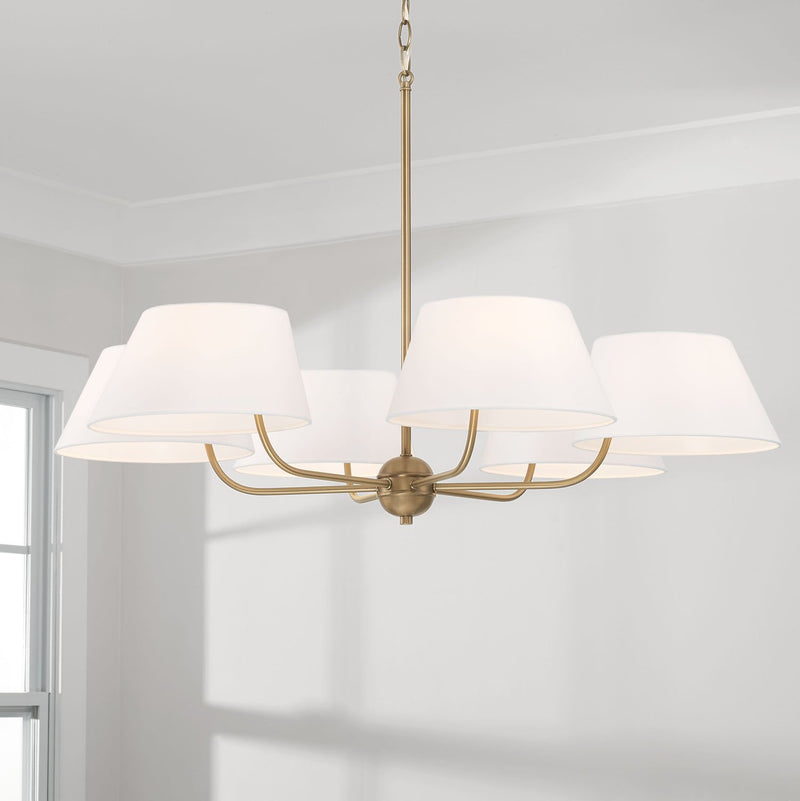 Welsley 6-Light Chandelier in Aged Brass
