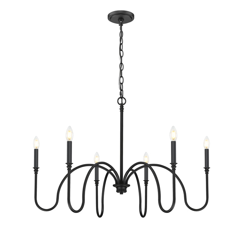 Jisele 6 Light 41.75" Chandelier in Matte Black