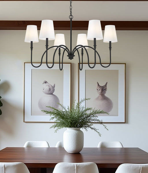 Jisele 6 Light 41.75" Chandelier in Matte Black in a room setting