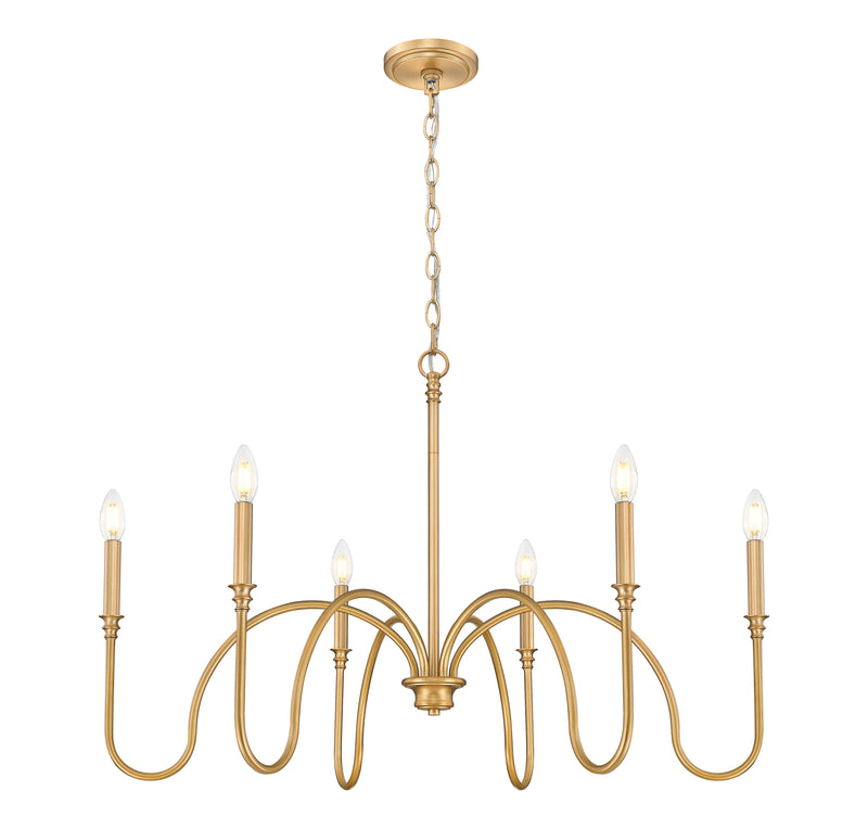 Jisele 6 Light 41.75" Chandelier in Rubbed Brass