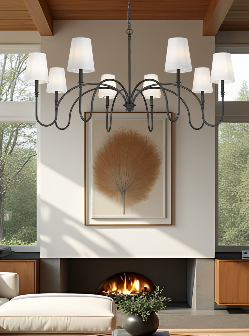 Jisele 8 Light 58.75" Chandelier in Matte Black in a room setting