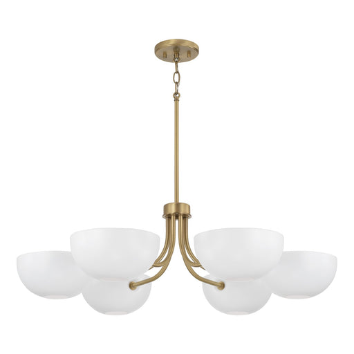 Reece 6-Light Chandelier in Aged Brass and White