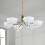 Reece 6-Light Chandelier in Aged Brass and White
