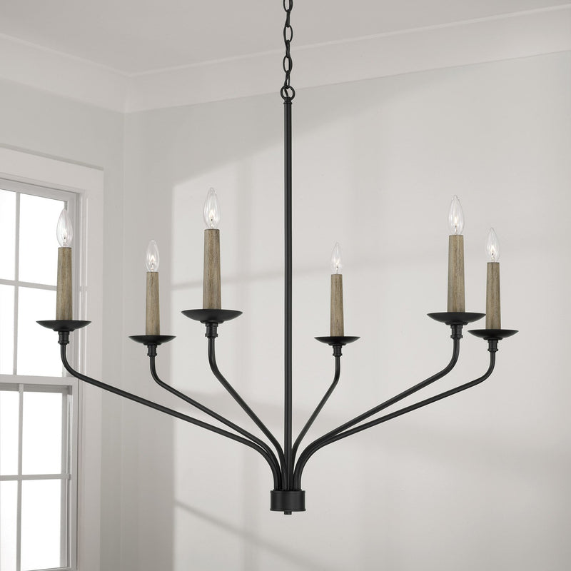 Wilder 6-Light 41" Chandelier in Matte Black
