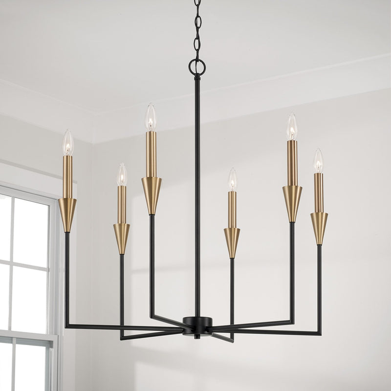 Avant 6-Light Chandelier in Aged Brass and Black