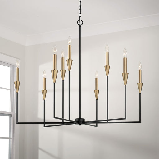 Avant 9-Light Chandelier in Aged Brass and Black