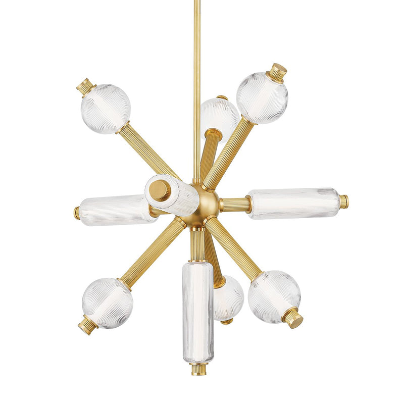 Atom 10-Light Chandelier in Vintage Brass