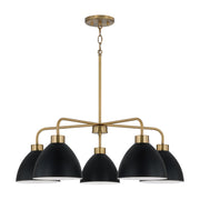 Ross 5-Light Chandelier in Aged Brass and Black