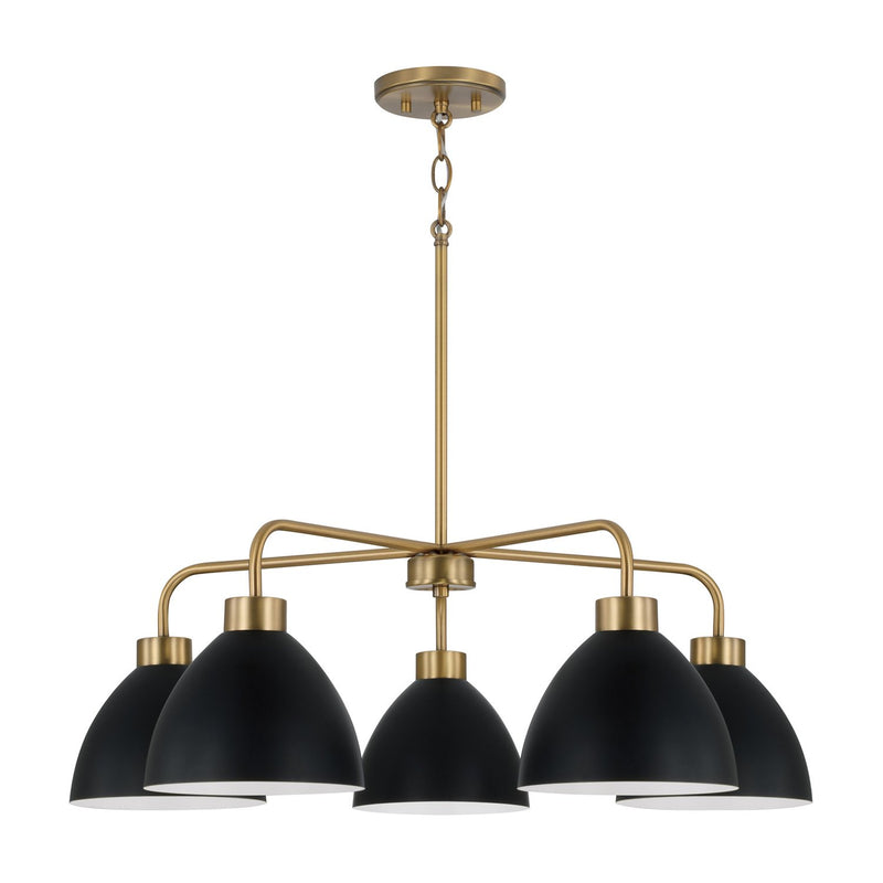 Ross 5-Light Chandelier in Aged Brass and Black
