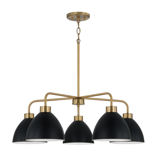 Ross 5-Light Chandelier in Aged Brass and Black