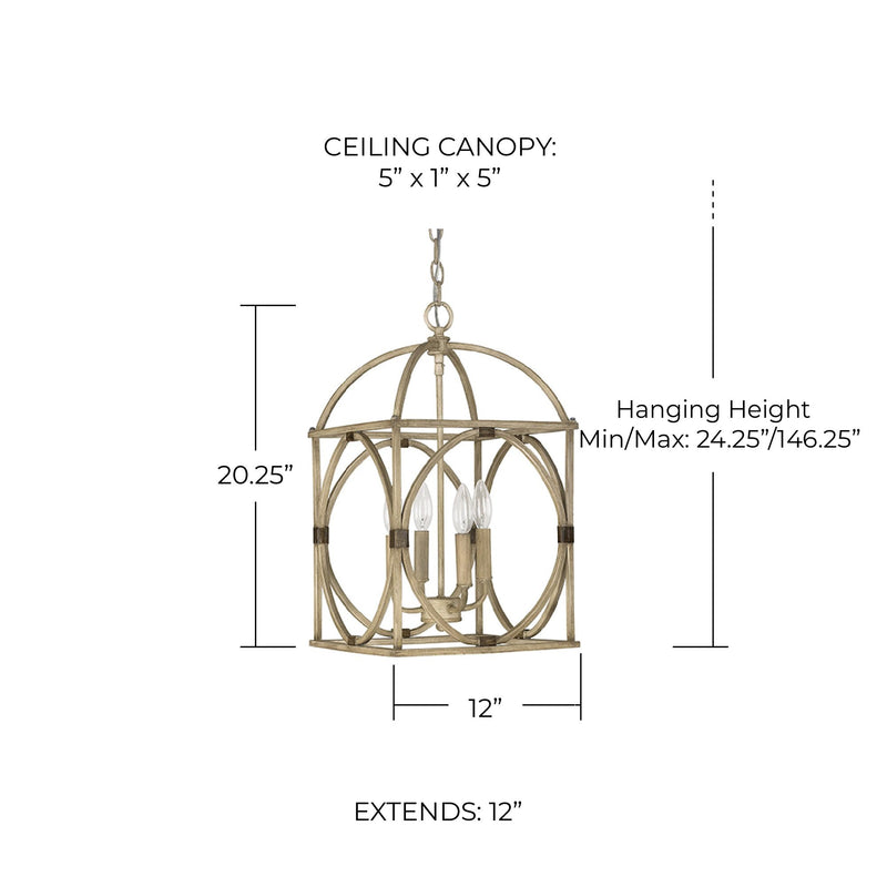 Surrey 4-Light Chandelier in French Oak